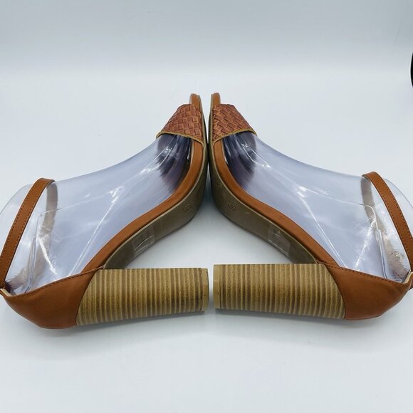 Wild Diva Shoes Womens Size 7.5 Brown Woven Braid Block Heels Sandals Ankle - Picture 12 of 12